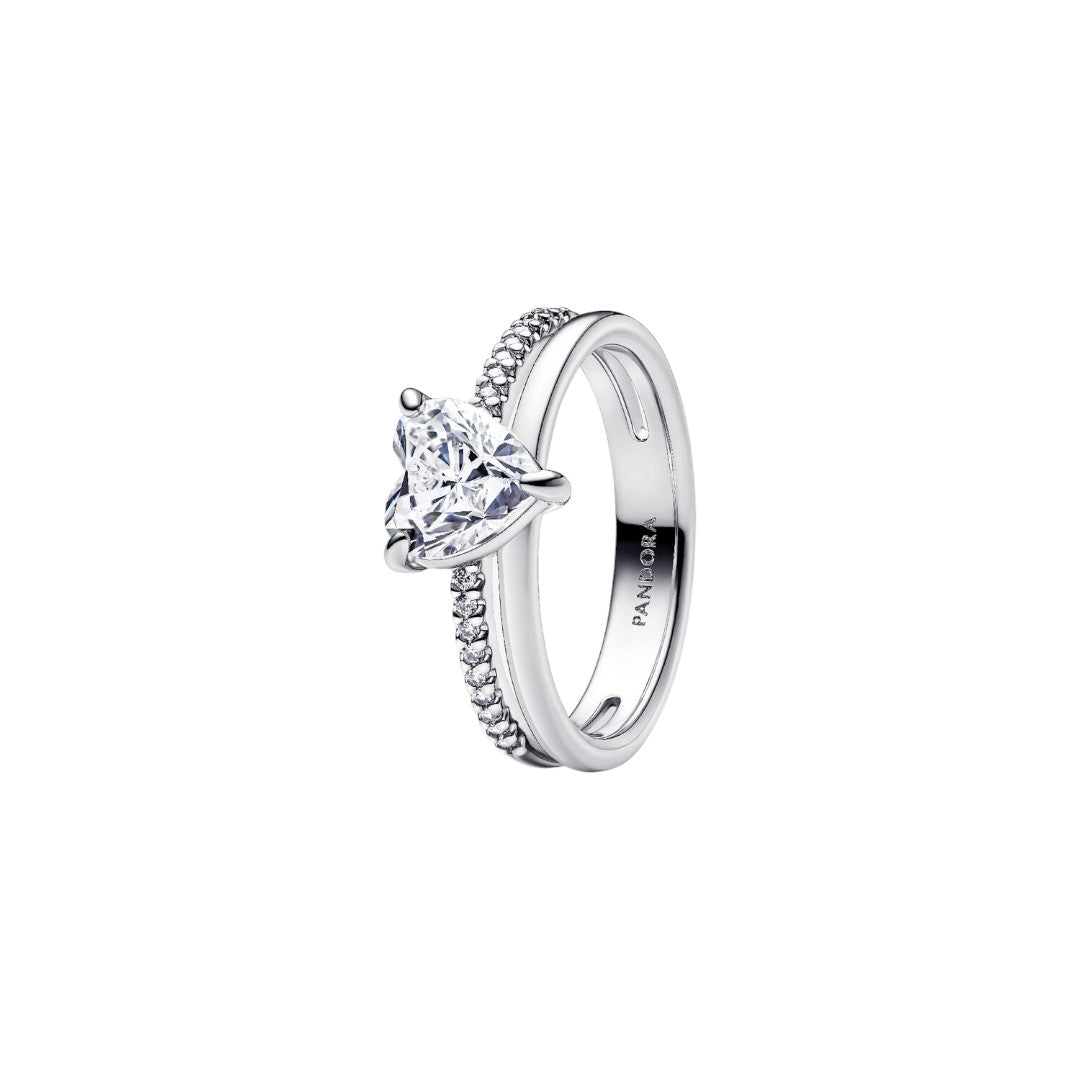 Anello Donna Pandora Doppia Fascia con Cuore - 193100C01