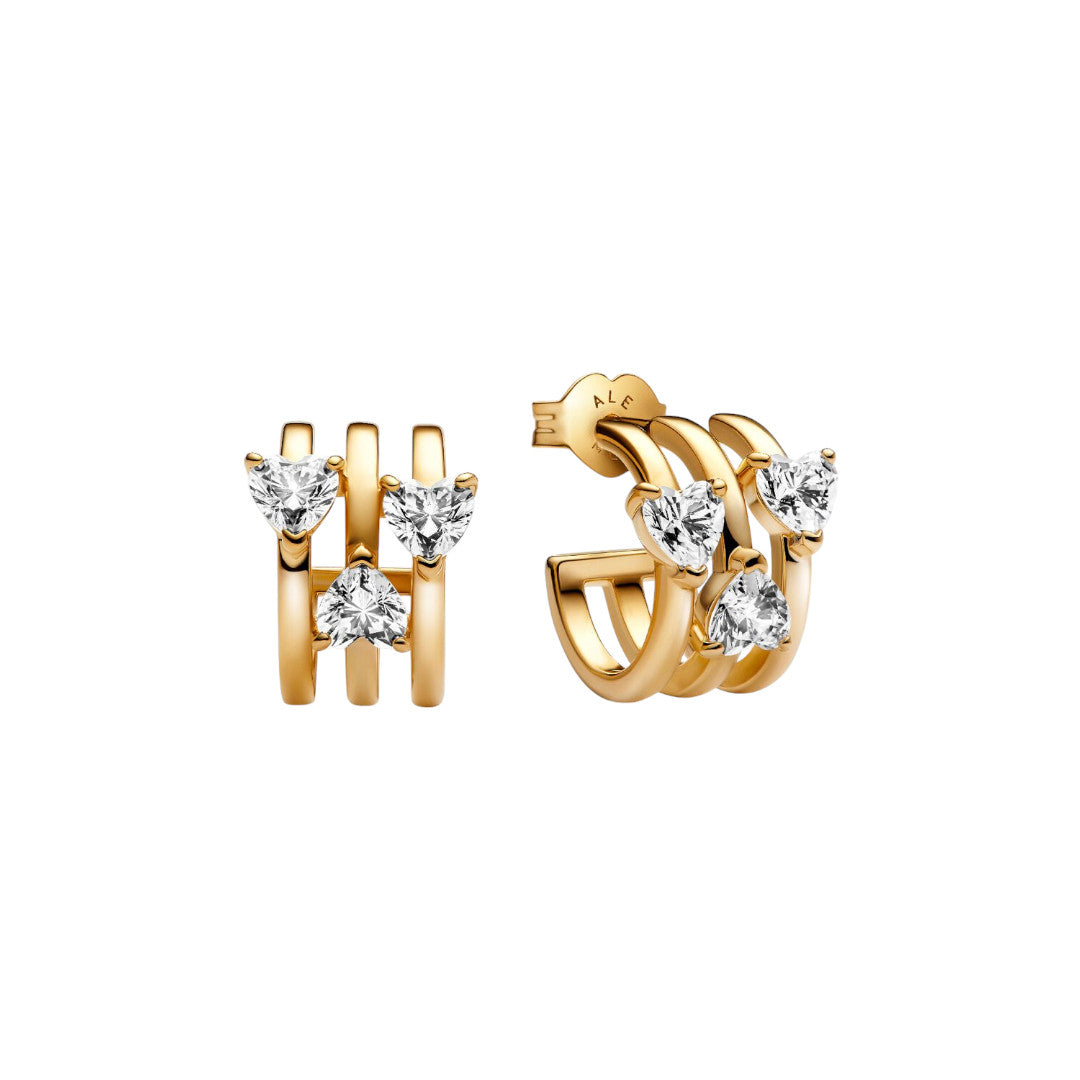 Orecchini Donna Pandora Cerchi Aperti con Tre Cuori - 263656C01