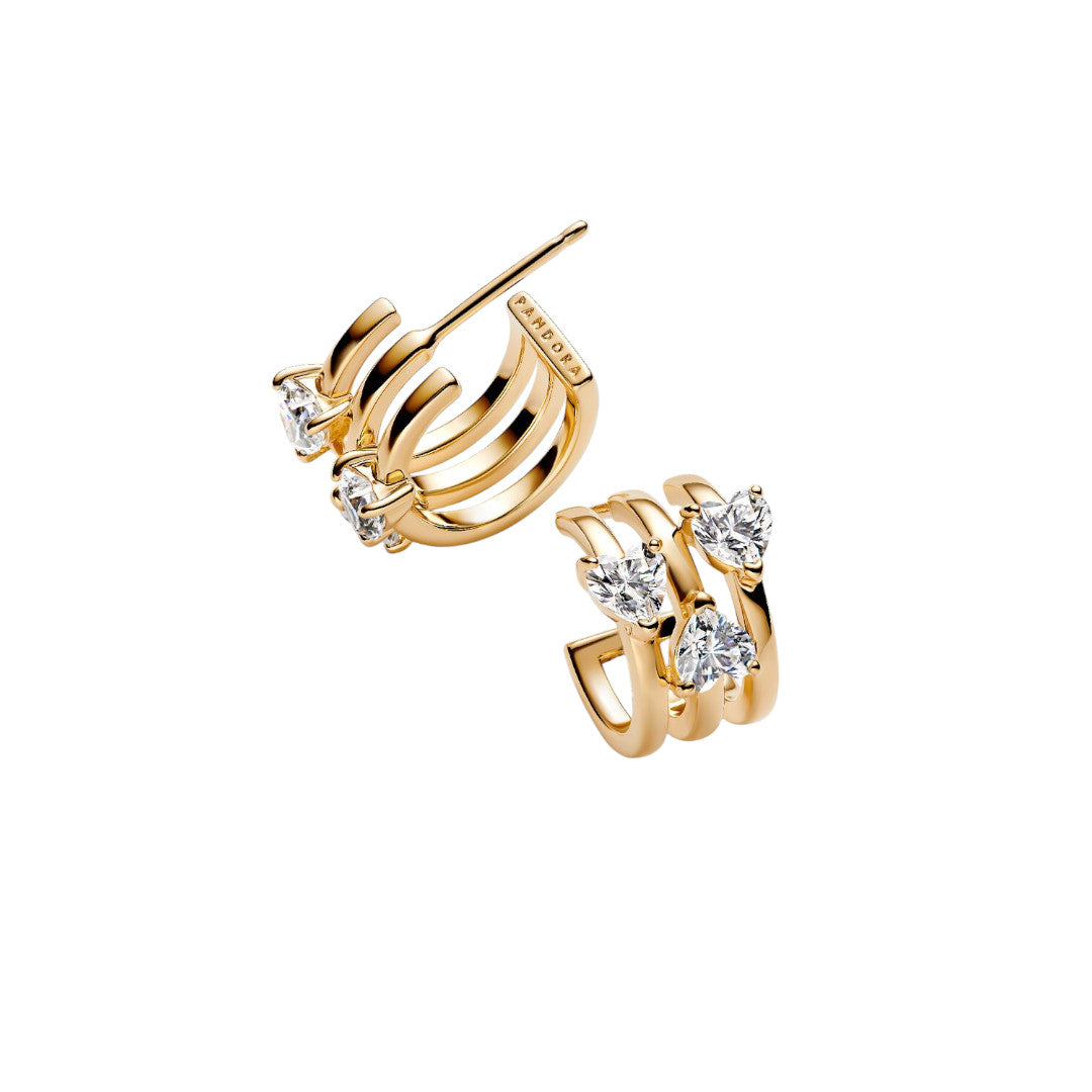 Orecchini Donna Pandora Cerchi Aperti con Tre Cuori - 263656C01