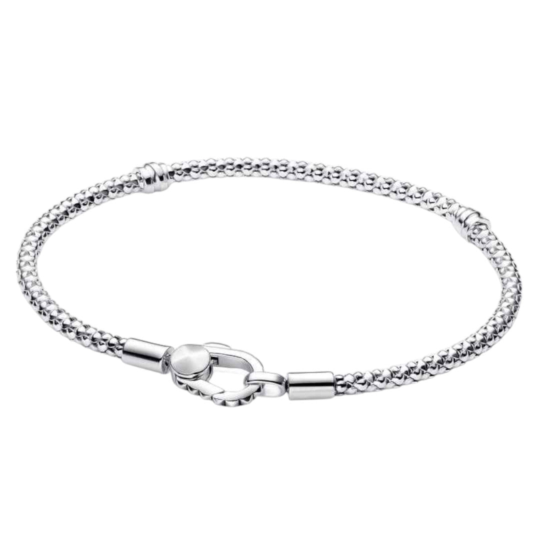 Bracciale Donna Pandora Maglia Geometrica con Chiusura a Moschettone - 593681C00
