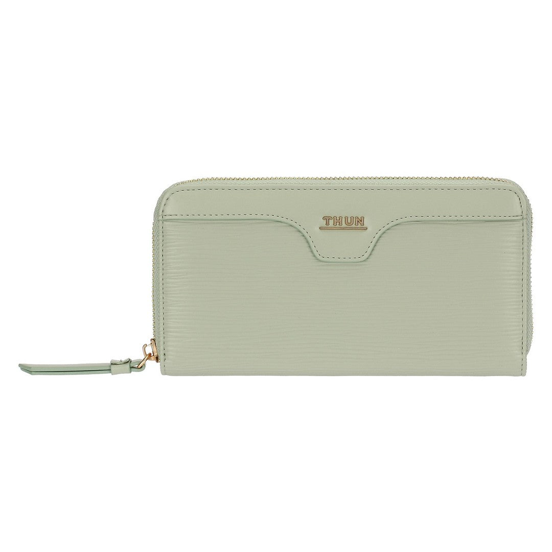 Thun Portafoglio con chiusura zip in ecopelle, verde - T10279339P00