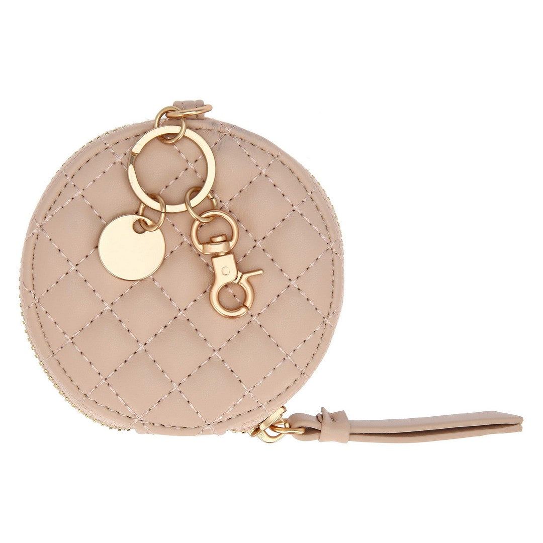Thun Portachiavi rotondo con zip in ecopelle, rosa - T10270345P00