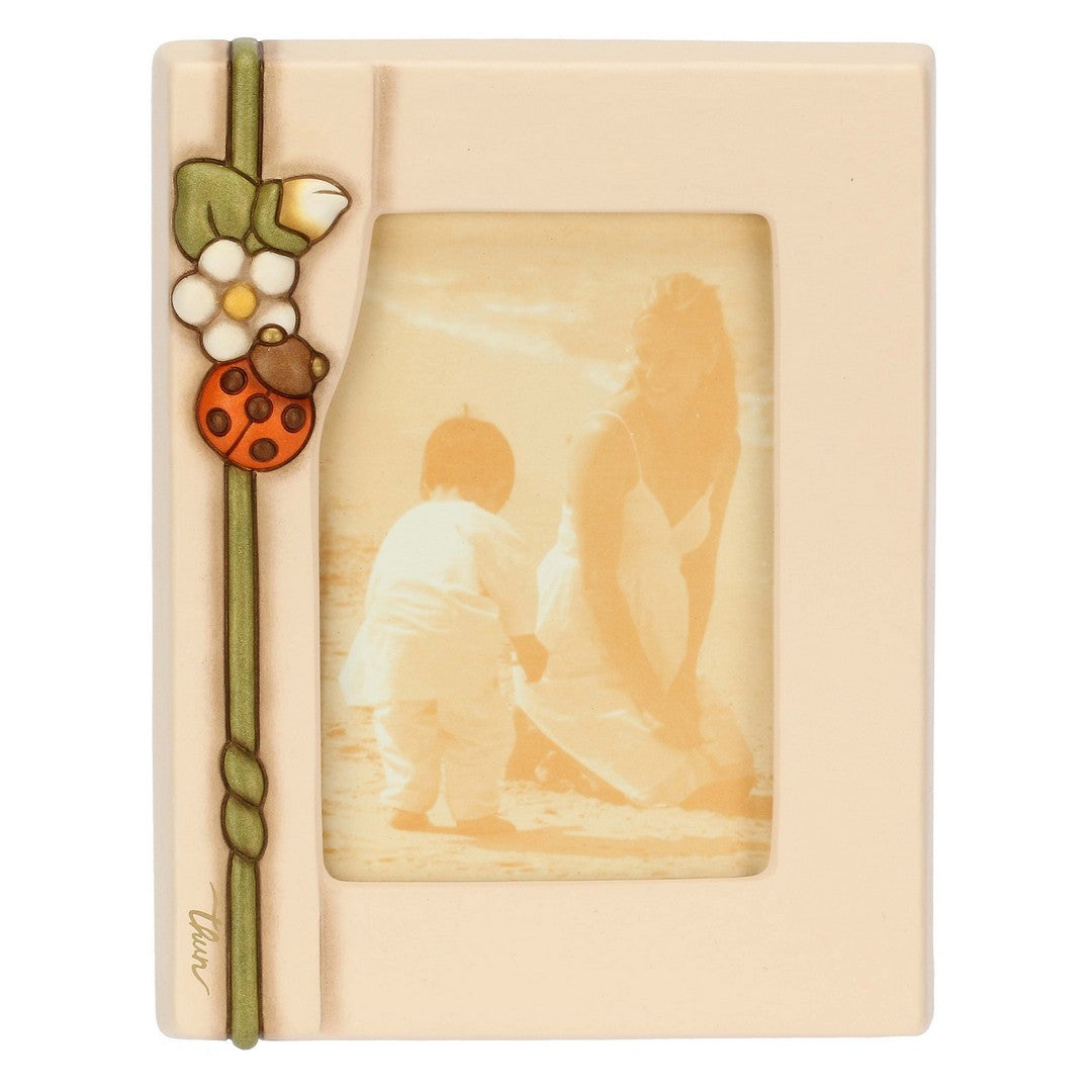 Thun Portafoto in ceramica con coccinella Country Bloom, medio - T10102229H90
