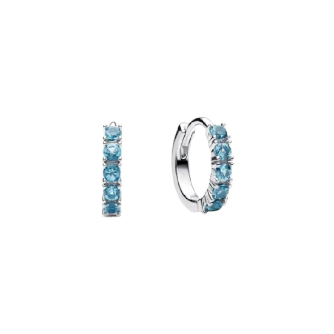 Orecchini Donna Pandora Cerchi Piccoli Cristalli Azzurri - 293849C01