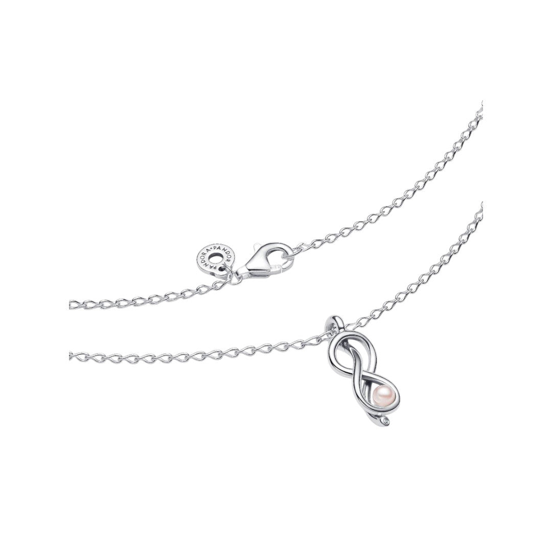 Collana Donna Pandora Legame Infinito con Perla Rosa Artificiale - 393762C01