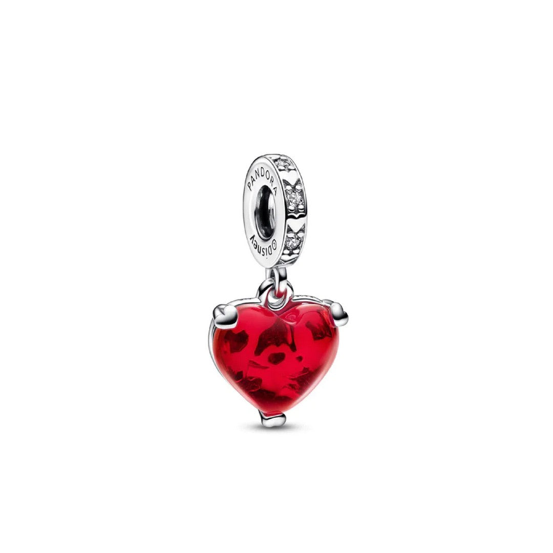 Charm Donna Pandora Disney, Mickey e Minnie, Cuore in Vetro di Murano - 792522C01 - Gioielleria De Patto
