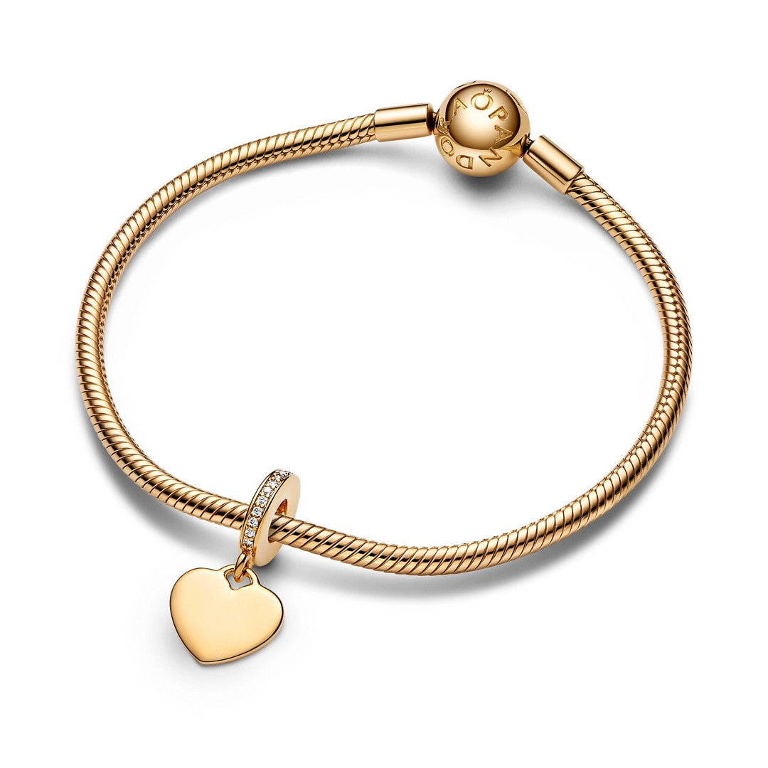 <br />Charm Donna Pandora Cuore Pendente da incidere Placcatura in Oro 14k - 768761c01<br />