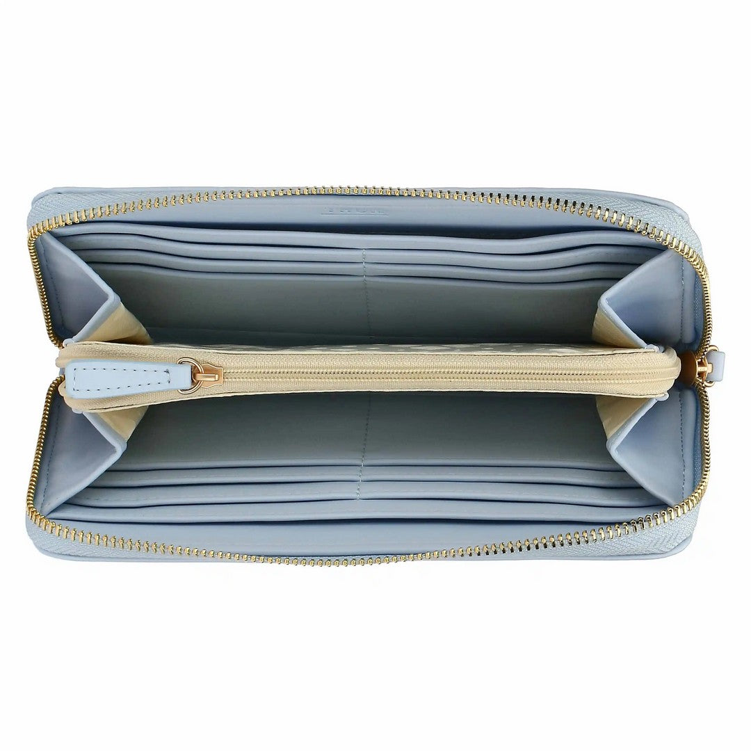 Thun Portafoglio con chiusura zip in ecopelle, azzurro - T10431339P00