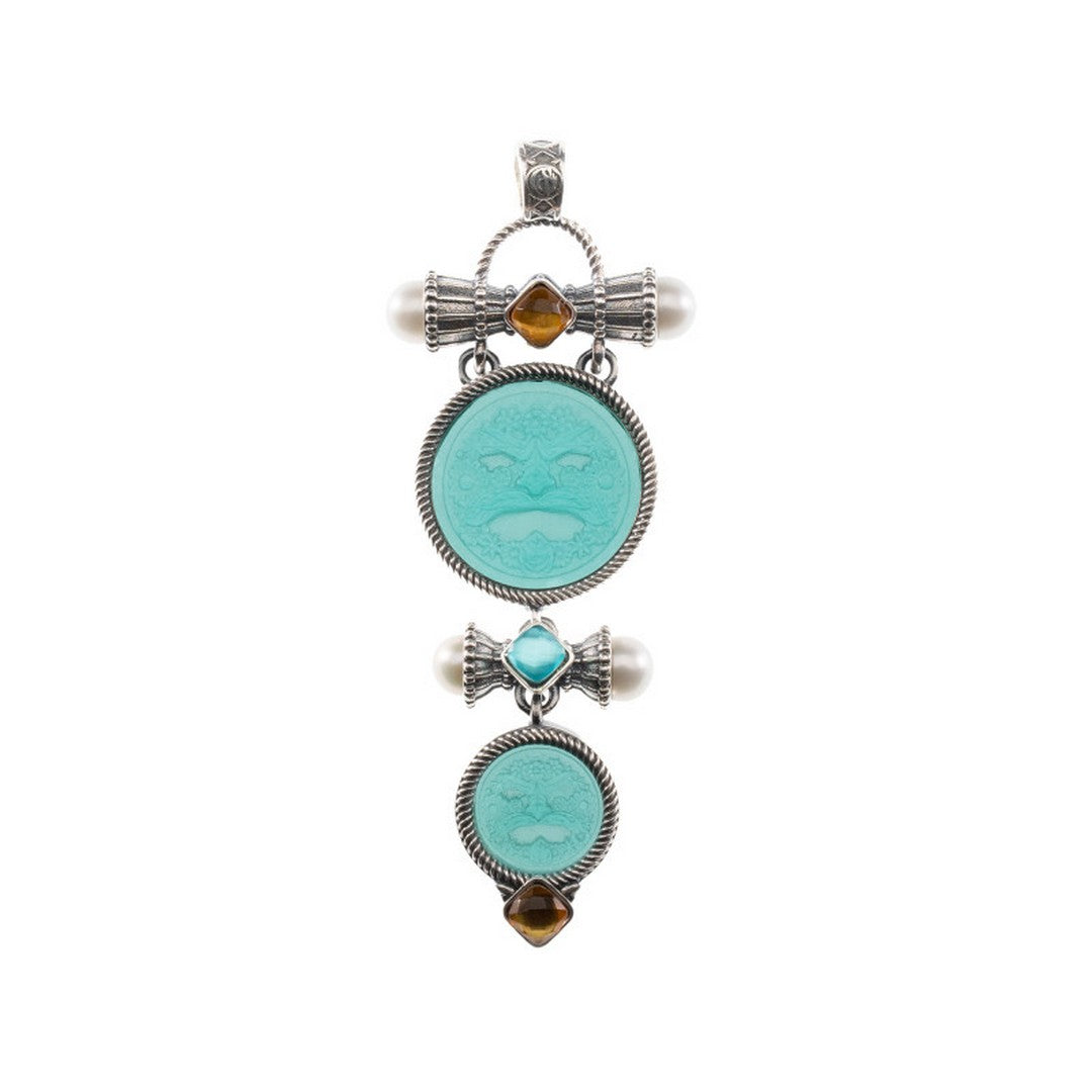 Ciondolo Gerardo Sacco in argento con paste vitree, triplette e perle - 35134lagmasch