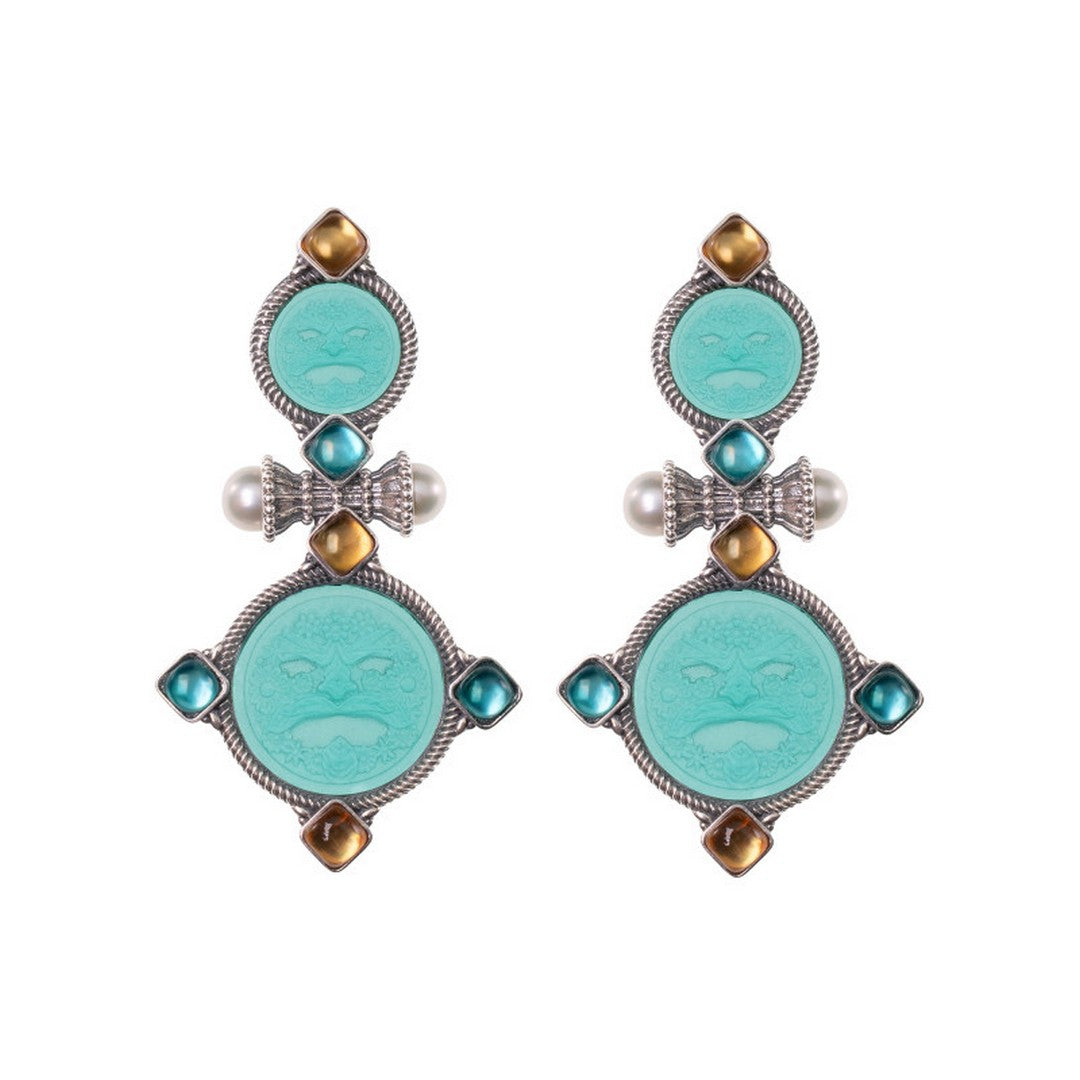 Orecchini Gerardo Sacco in argento con paste vitree, triplette e perle - 35132lagmasch