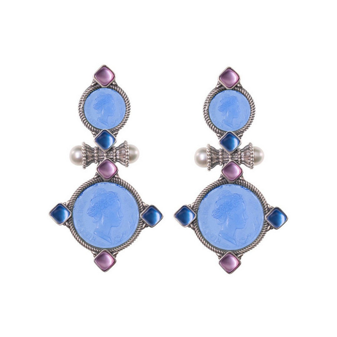 Orecchini Gearrdo Sacco in argento con paste vitree, triplette e perle - 35132lav