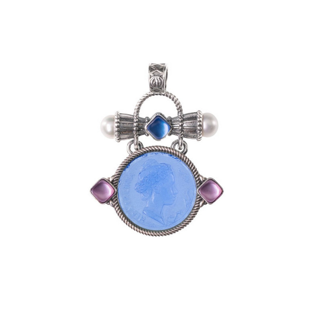 Pendente Gerardo Sacco in argento con paste vitree, triplette e perle - 35133lav