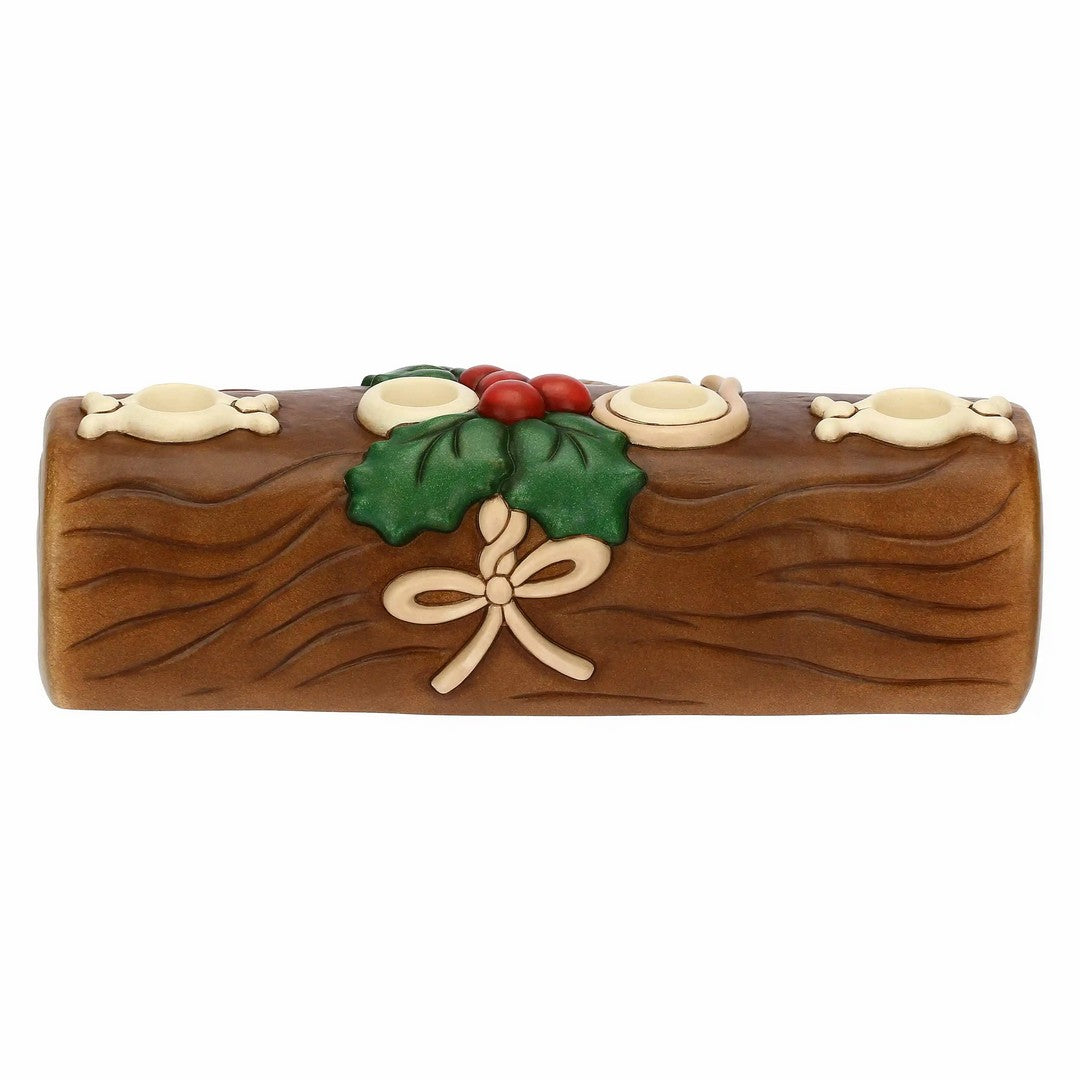Thun Portacandele natalizio tronchetto in ceramica - T10645338A82