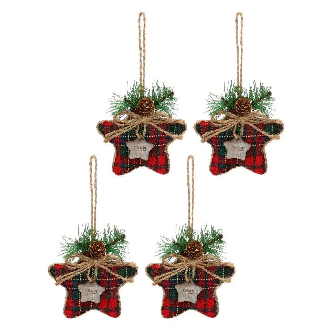 Thun Set 4 addobbi natalizi a forma di stella in tessuto - T10604254P00