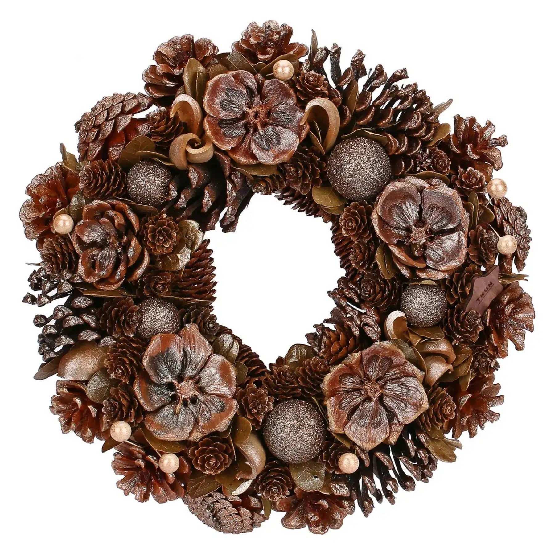 Thun Ghirlanda decorativa con pigne e palline oro - T11056091P00