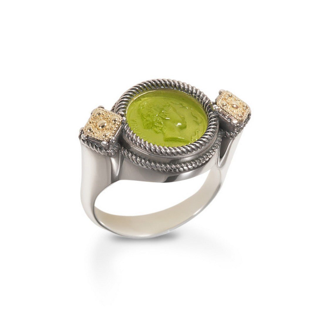 Anello Donna Gerardo Sacco in argento e oro con pasta vitrea e perla - 35129lim