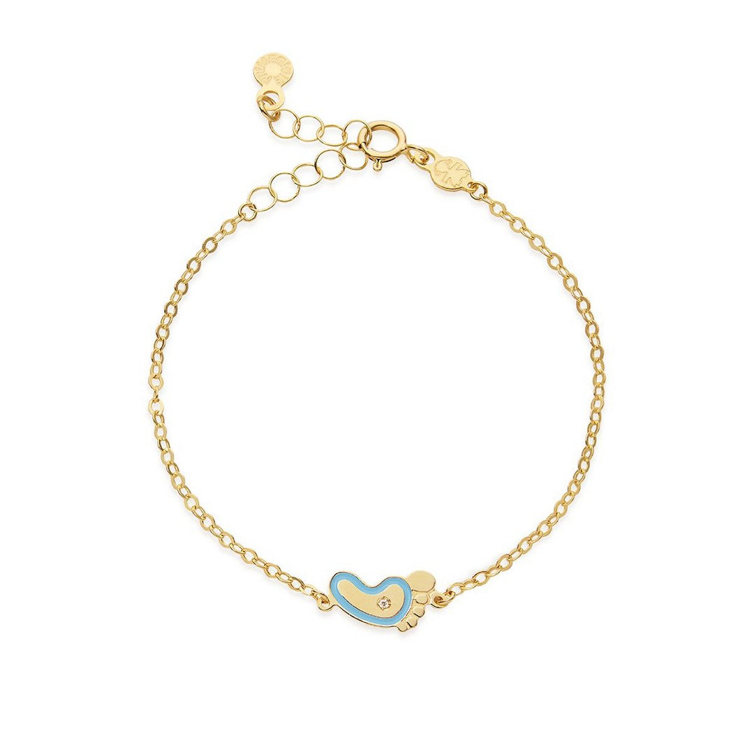 Bracciale LeBebè Lucciole in oro giallo piedino azzurro e diamante - PMG204