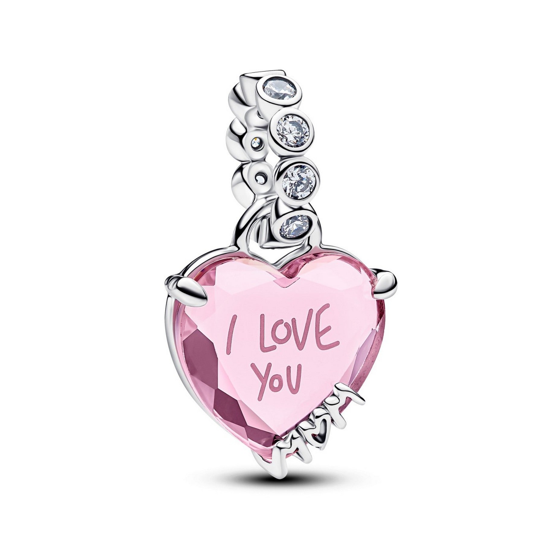 Pandora Moments Charm Donna Pendente Cuore Rosa Ti Voglio Bene Mamma - 794464C01