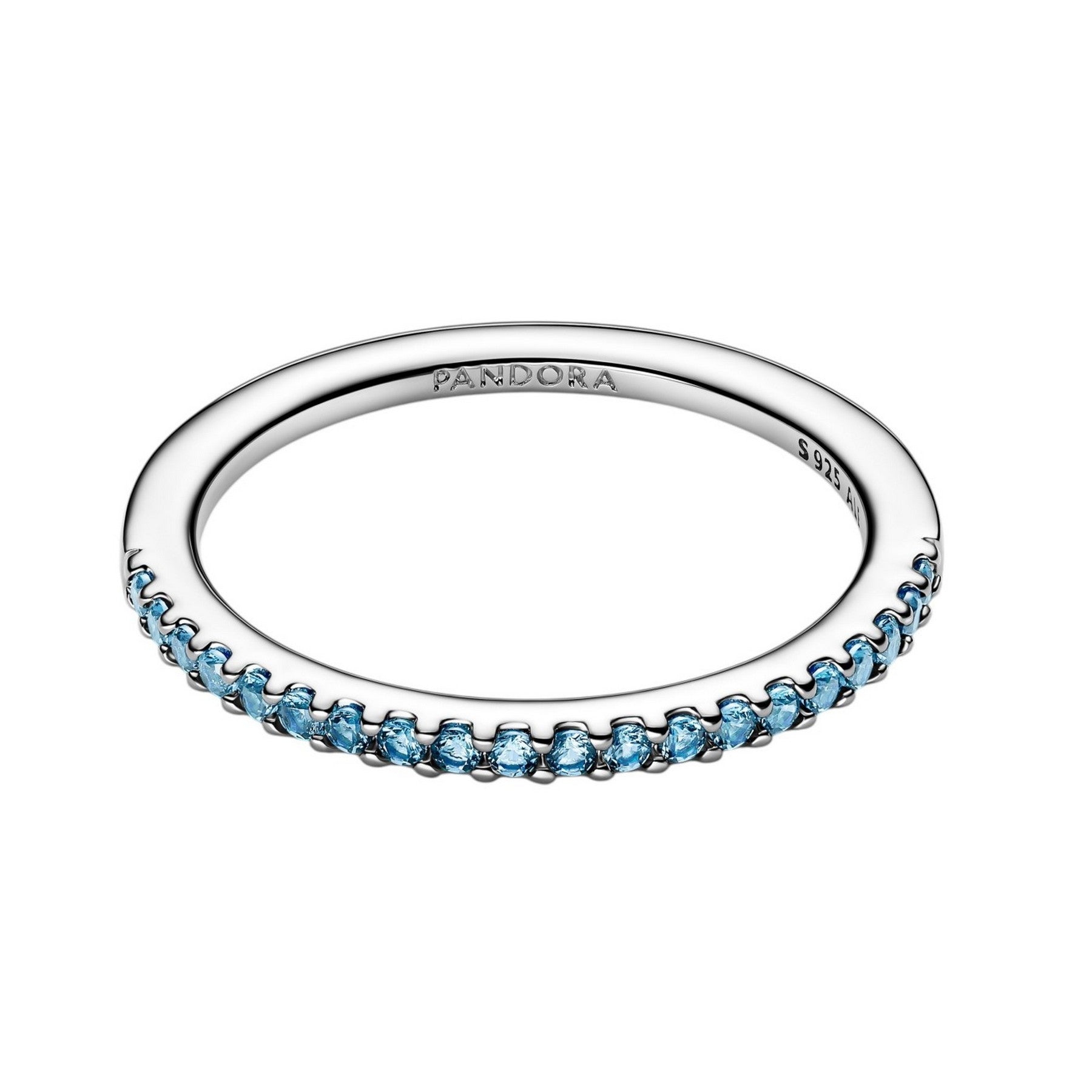 PANDORA Anello Fascia Sottile Azzurro Pavé - 192999C03
