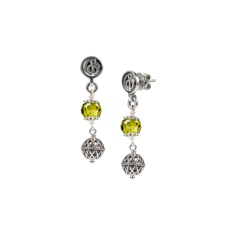 Gerardo Sacco Orecchini pendenti argento brunito con zirconia sfaccettata - 27980ve