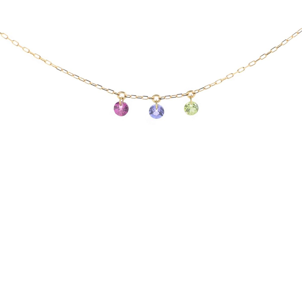Girocollo Donna Mamn et SOphie 18KT Pietre Nude ROSA VIOLA E VERDE - gcnud3rtp
