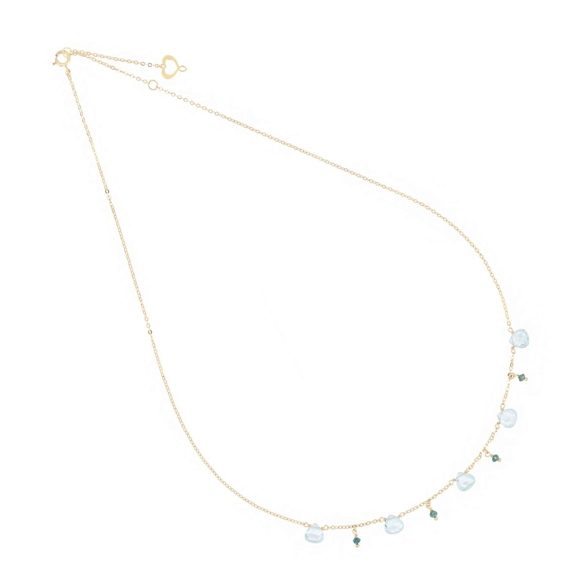 Girocollo Donna Mamn et Sophie 18KT Drops Topazio AZZURRO E Diamanti VERDI- gcdrp5ta4dv