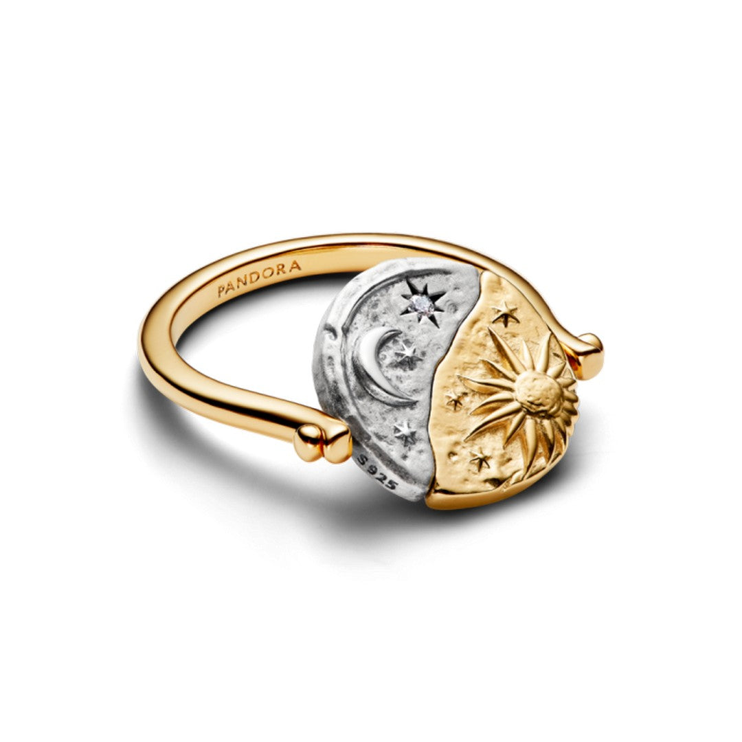 Pandora Anello Anello Medallion Sole e Luna "Per Aspera Ad Astra" Reversibile - 164810C01
