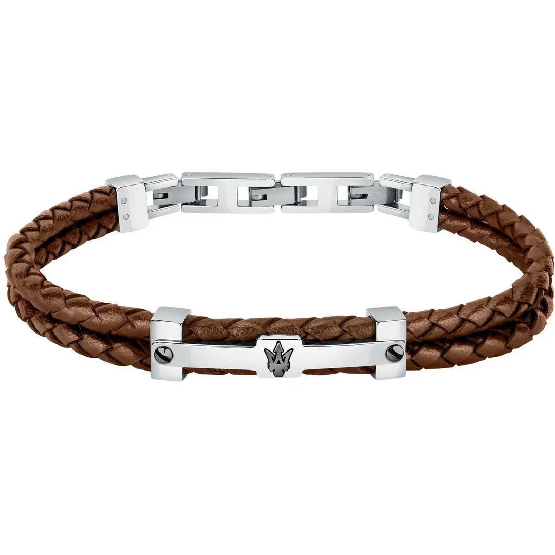 Bracciale Uomo Maserati J Br. Bn. Recy. Lea+Ip Blk - JM422AVE12 - Gioielleria De Patto