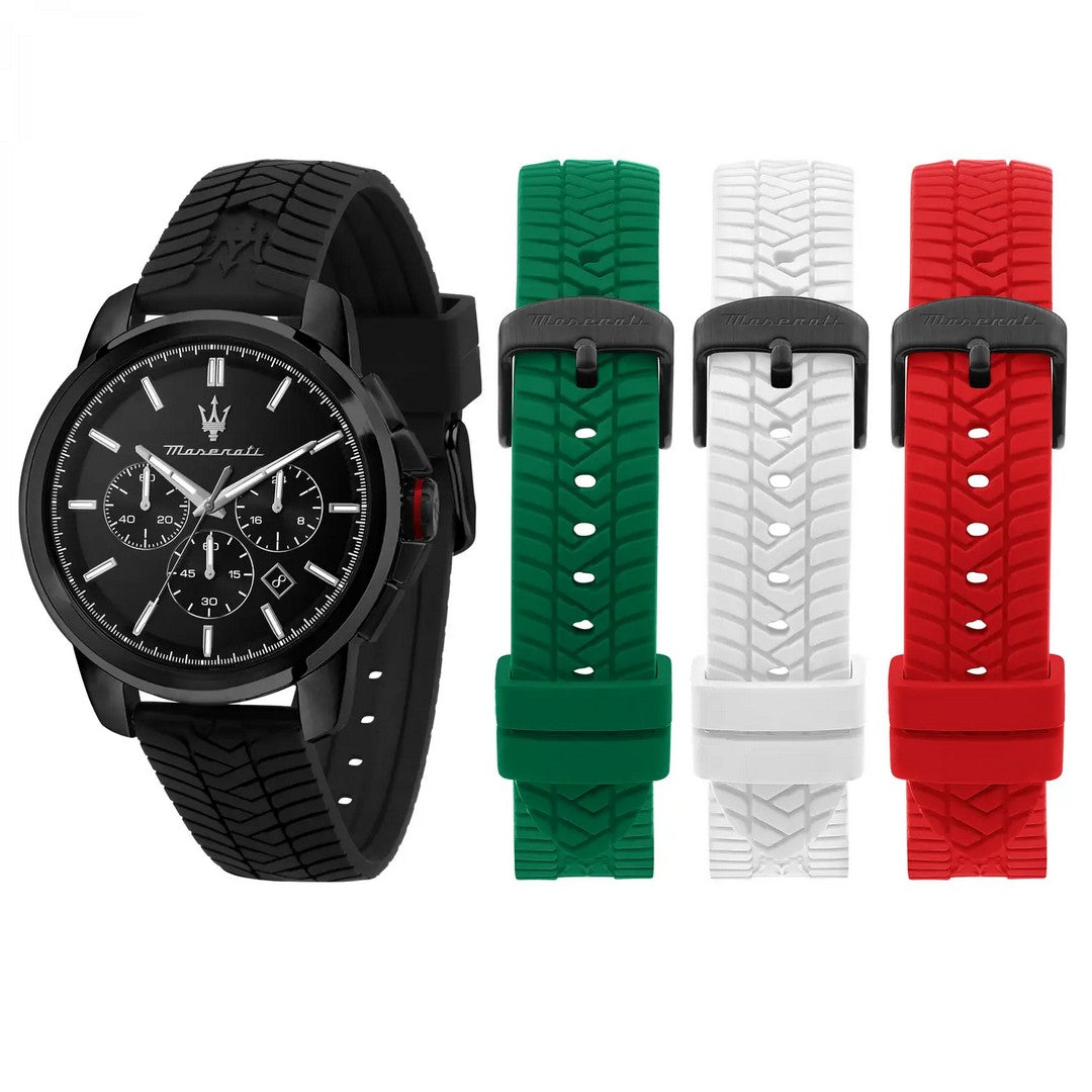 Orologio Uomo Maserati Successo Chr Blk Dial Gre+Wht+Red S - R8871648005 - Gioielleria De Patto