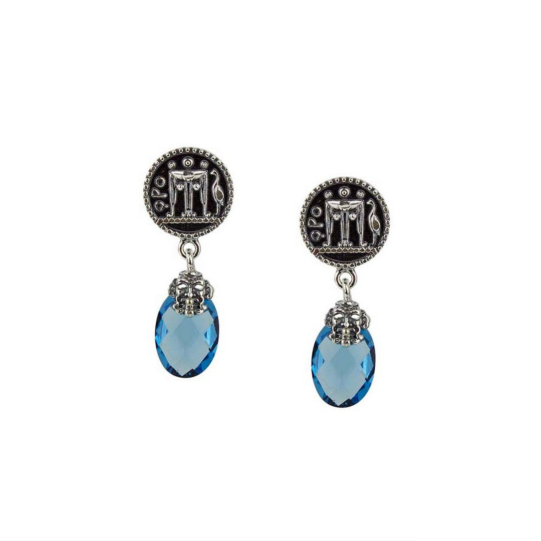Orecchini Donna Gerardo Sacco monete e zirconia cubica azzurro - 50244az - Gioielleria De Patto