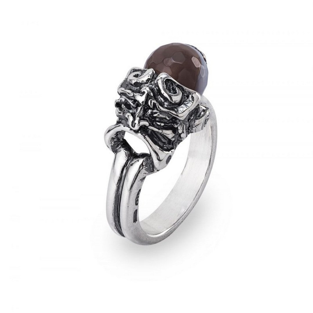 Anello Donna Gerardo Sacco con maschera in agata sfaccettata screziata - 28028SCR - Gioielleria De Patto