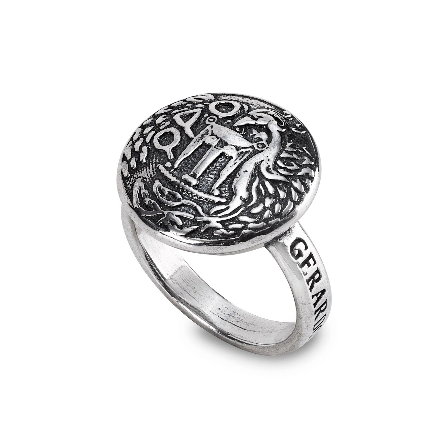 Anello Donna Gerardo Sacco Raffigurazione di Tripode e Fenice - 28010 - Gioielleria De Patto
