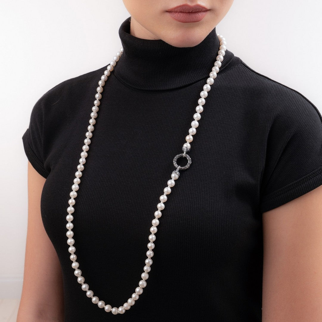 Collana Donna Gerardo Sacco Con Chiusura in Argento e Perle Chanel - 27867 - Gioielleria De Patto