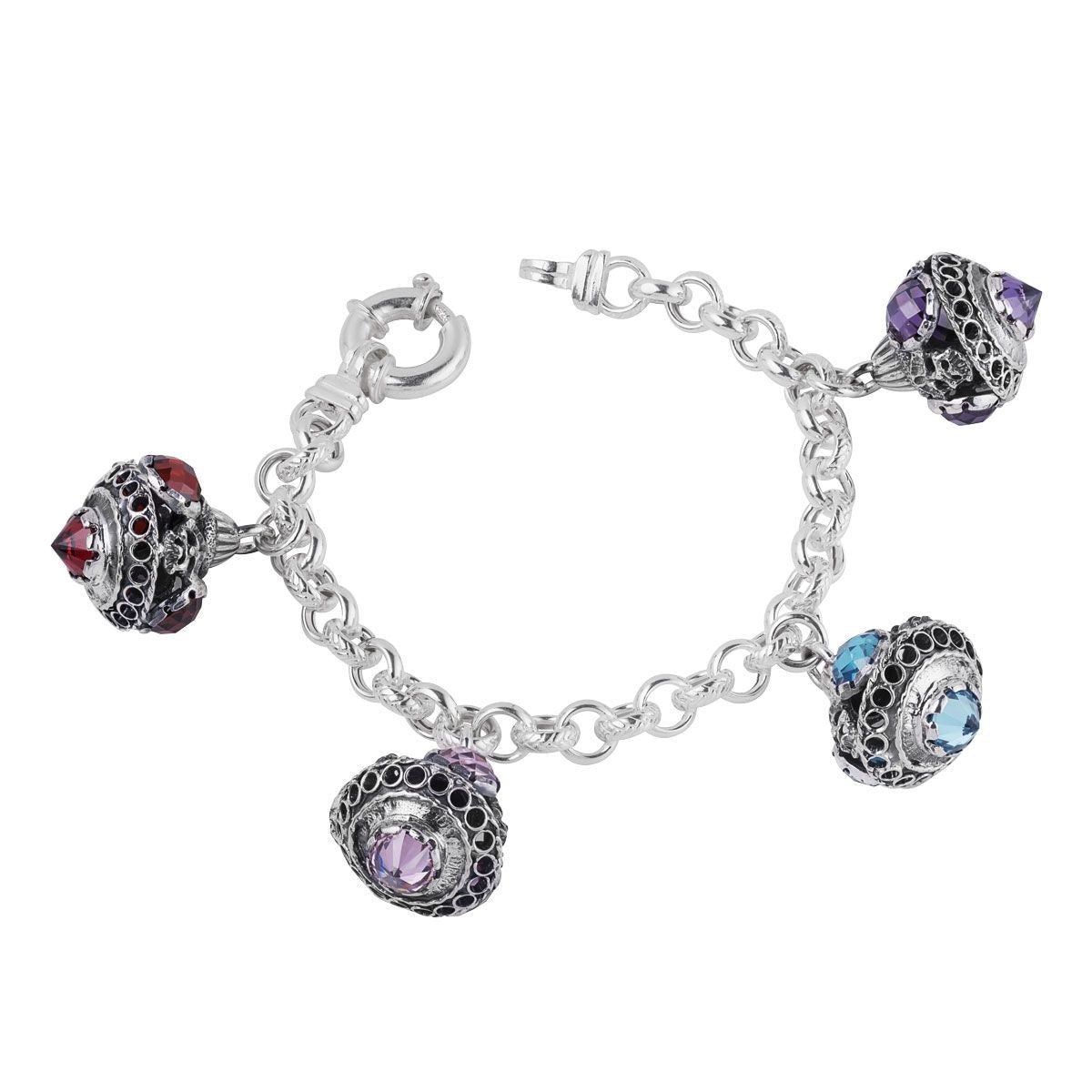 Gerardo Sacco Bracciale "trottola"arg.tit.925/000 con zirconia sfaccettata - Gioielleria De Patto