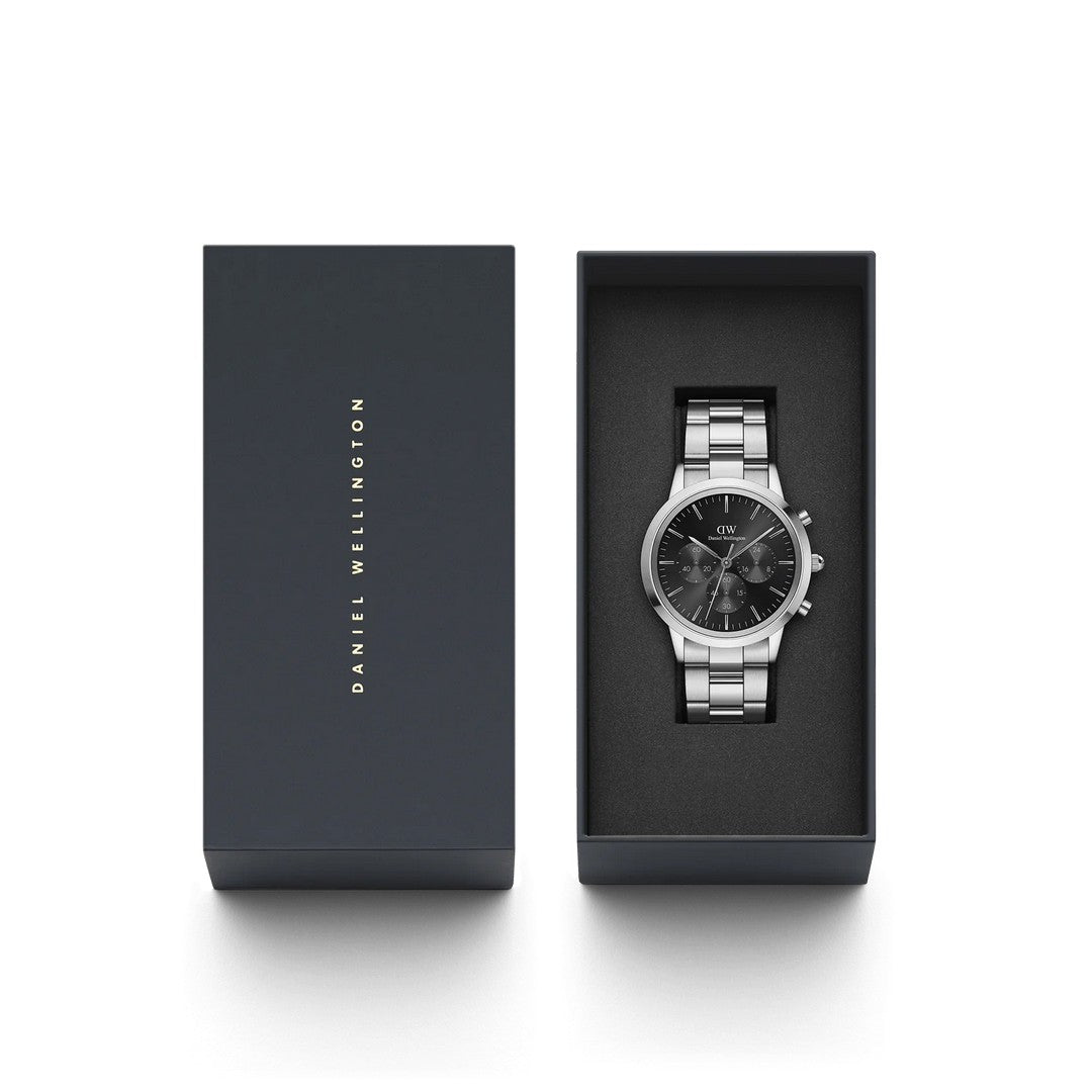 Orologio Uomo Daniel Wellington Iconic Chronograph Link Onyx S - DW00100645 - Gioielleria De Patto