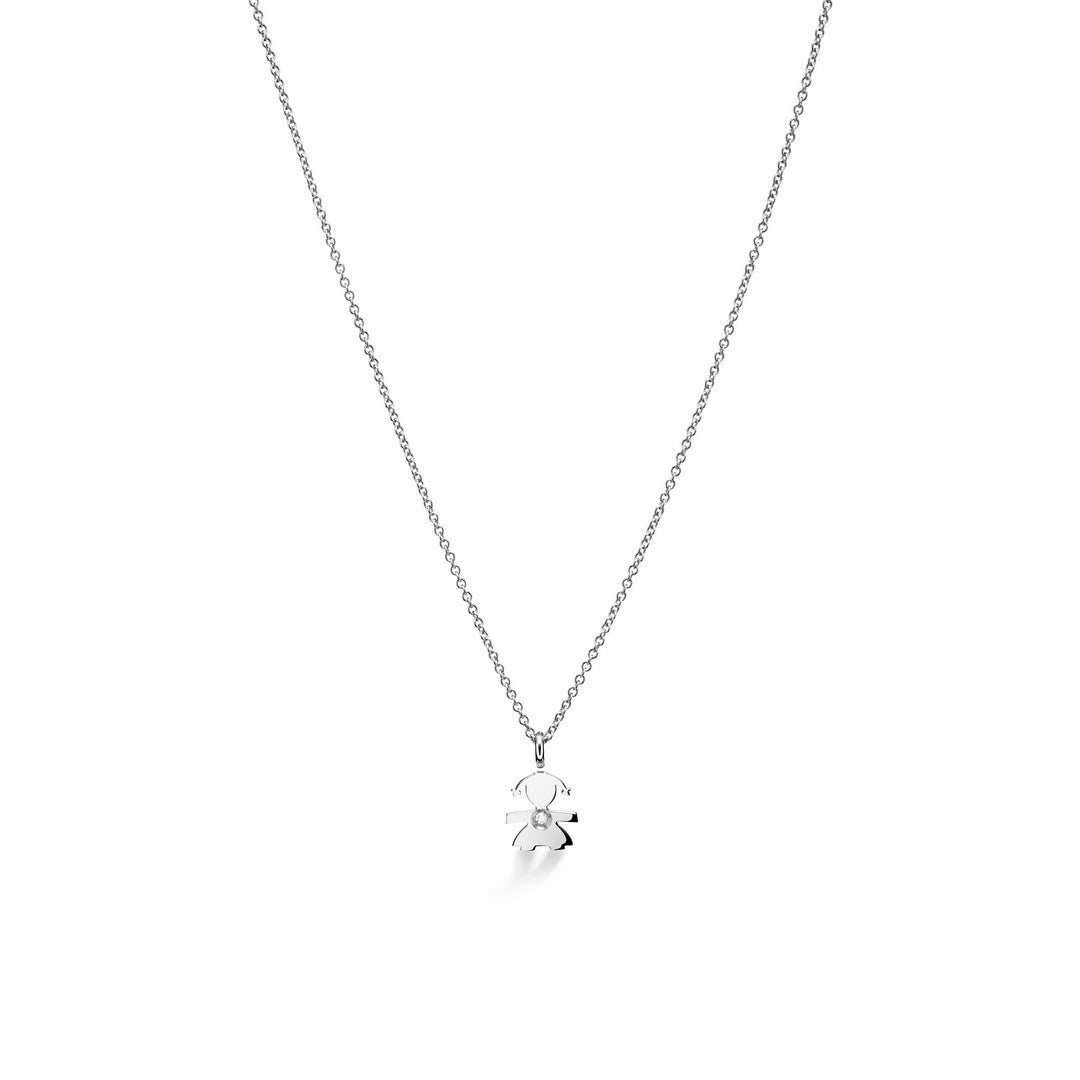 Ciondolo Bimba leBebè Le Briciole Oro Bianco e Diamante - LBB334 - Gioielleria De Patto