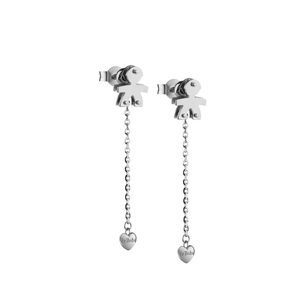 Orecchini Donna I Classici con sagoma bimbo e cuore in oro bianco - LBB531