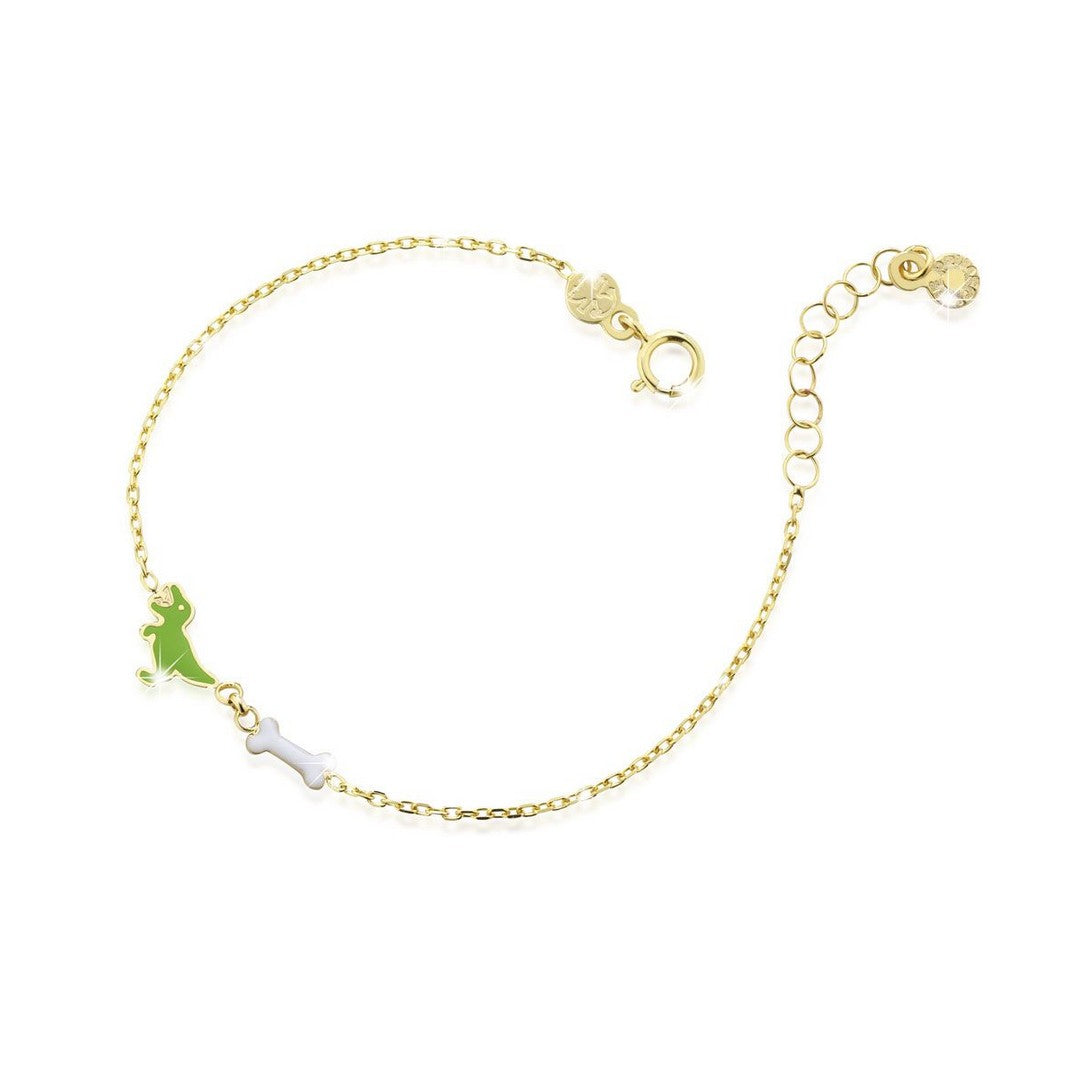 Bracciale Donna leBebè Toys Oro Giallo Dinosauro e Osso - PMG071 - Gioielleria De Patto
