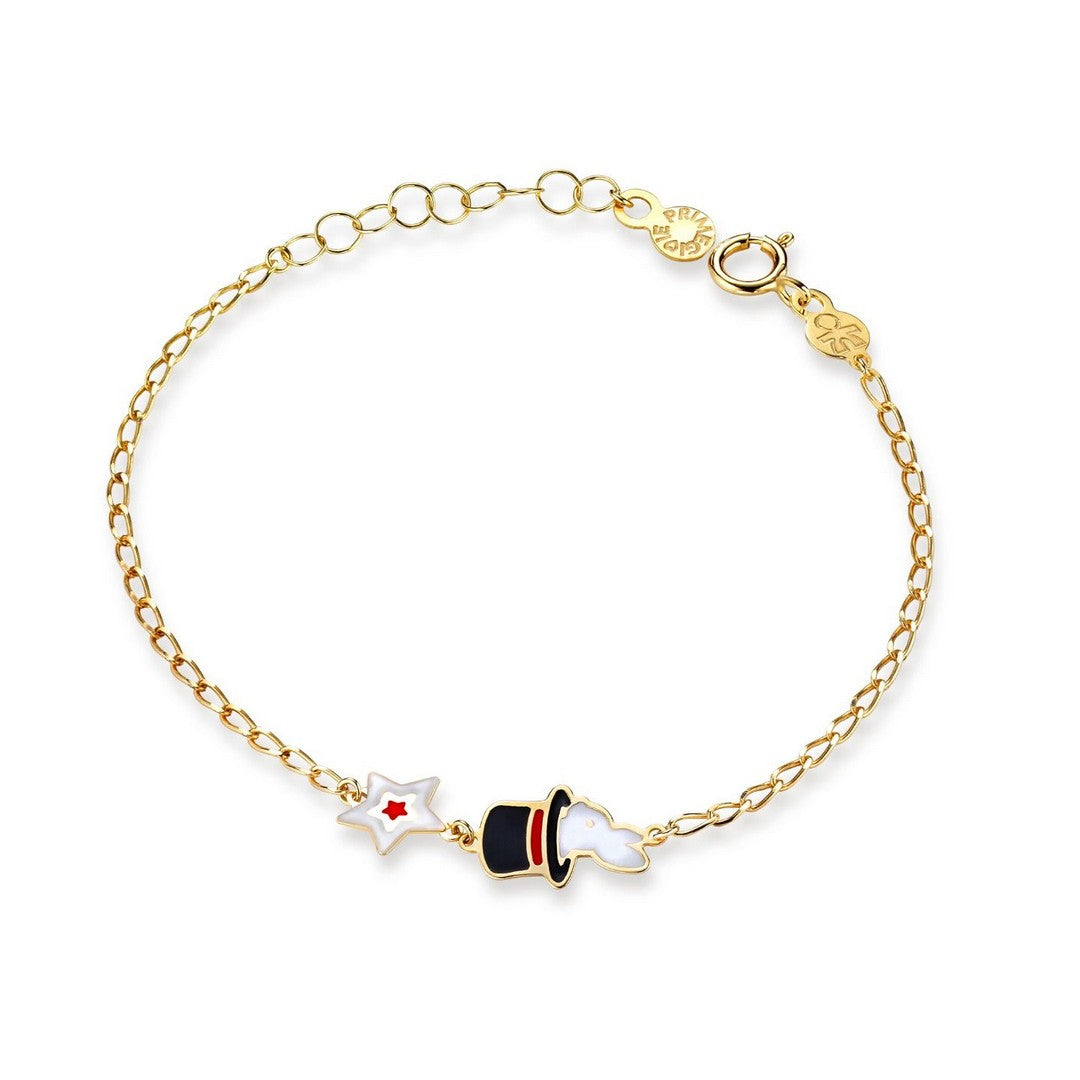 Bracciale Donna leBebè Circo Oro Giallo Coniglietto e Stellina smaltati - PMG164 - Gioielleria De Patto
