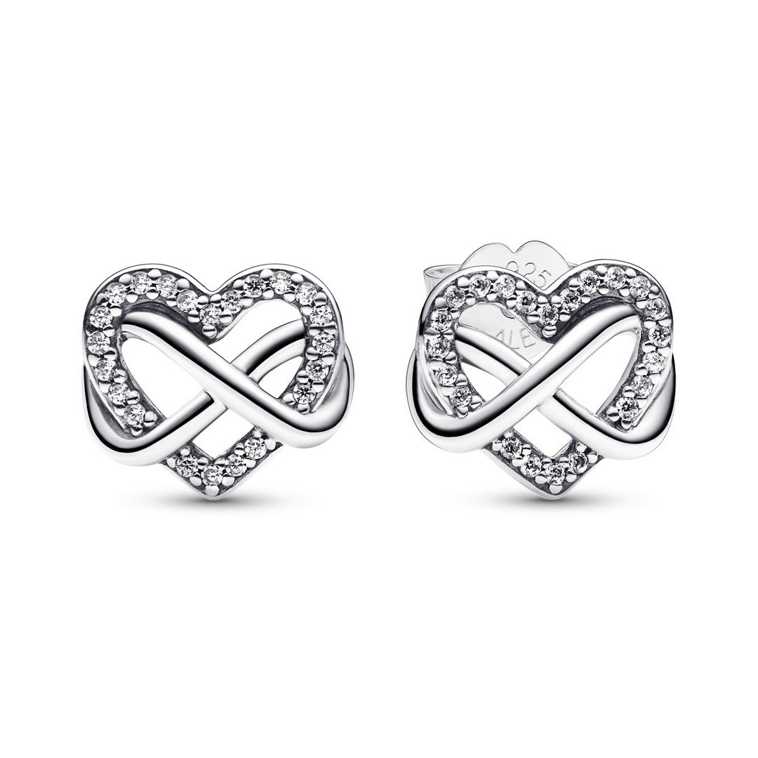 Orecchini Donna Pandora Cuore Infinito Pietre Luminose - 292667C01 - Gioielleria De Patto