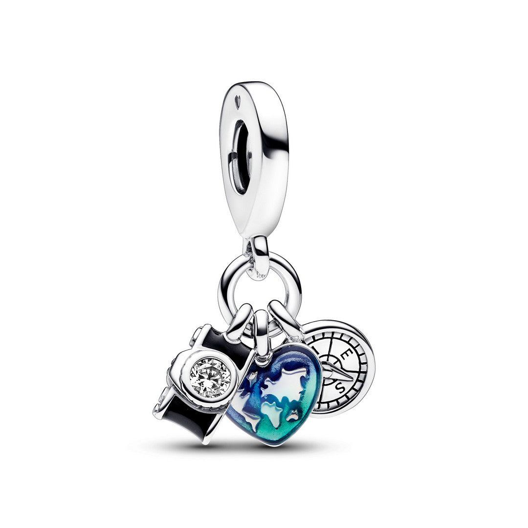 Charm Donna Pandora Pendente Fotocamera, Cuore e Bussola - 792703C01 - Gioielleria De Patto