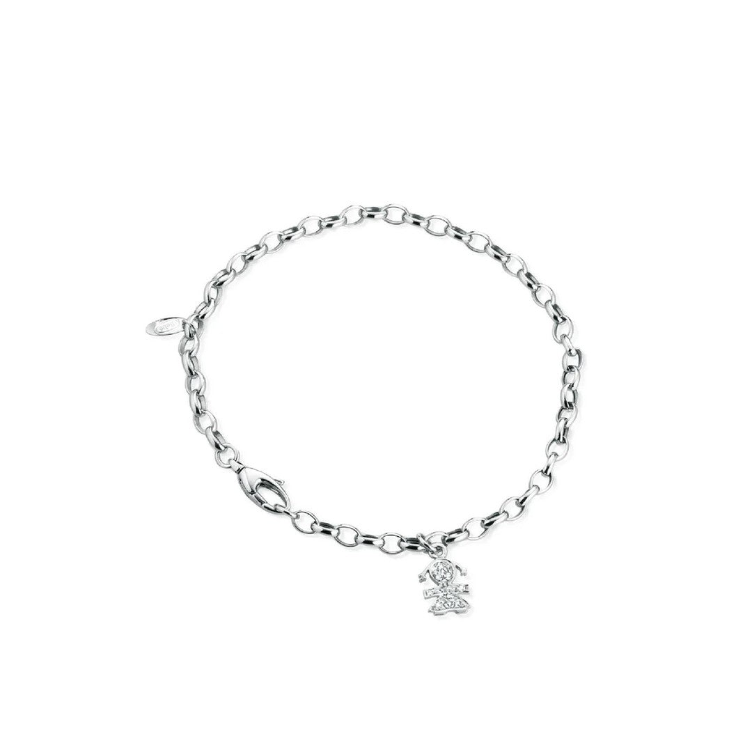 Bracciale Donna leBebè Oro Bianco con Bimba in Pavè - LBB073 - Gioielleria De Patto