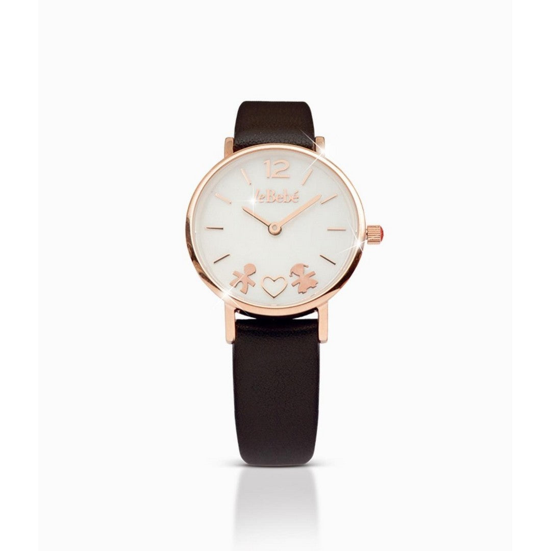 Orologio Donna leBebè cinturino pelle marrone e quadrante madreperla - olb260-02n