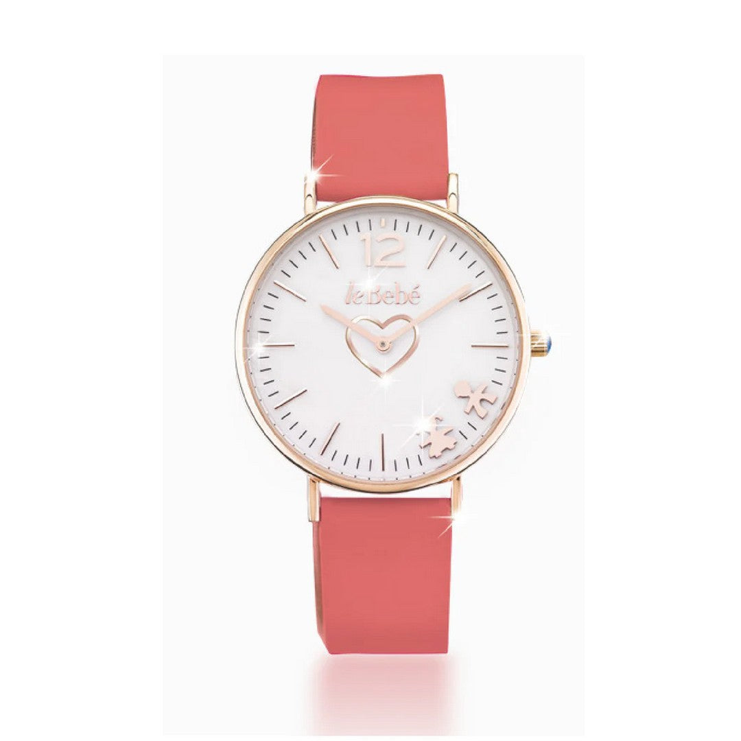 Orologio Donna leBebè Cinturino Pelle Fucsia con Quadrante Bianco - olb361-02c - Gioielleria De Patto