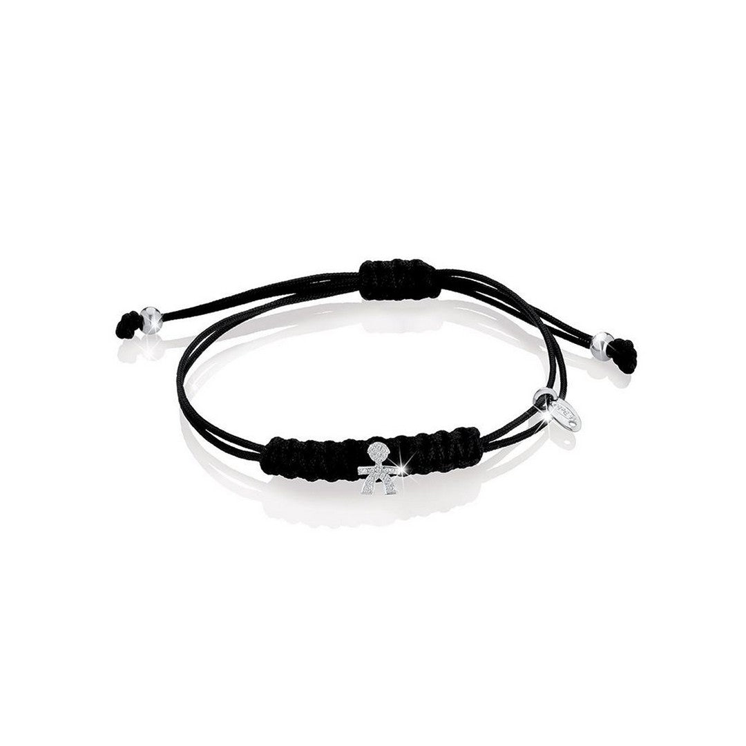 Bracciale Donna leBebè con Cordoncino Nero e Bimbo al Centro in Pave di Diamanti - lbb305 - Gioielleria De Patto