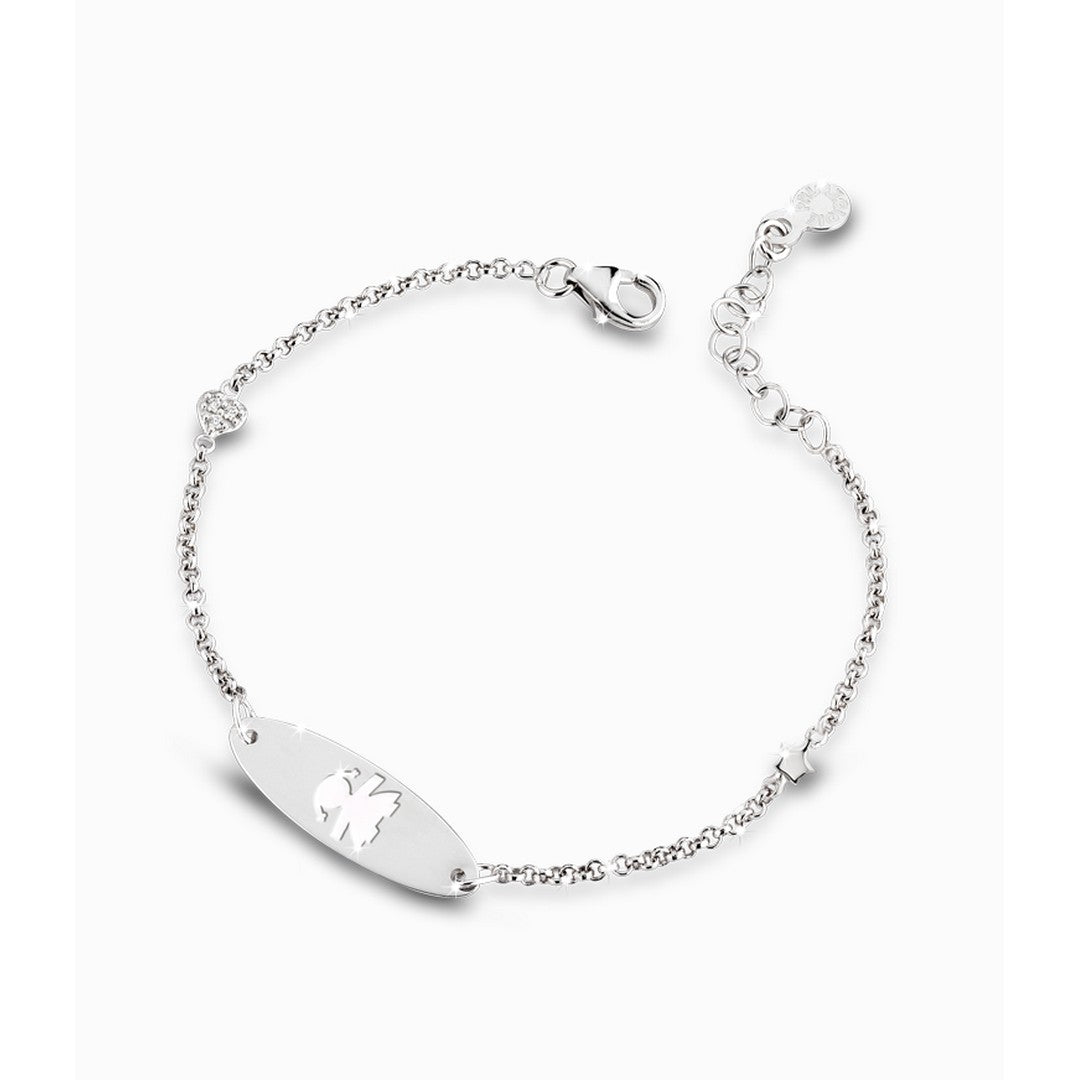 Bracciale Donna leBebè Oro Bianco con Targhetta Centrale Raffigurazione Bimba - pmg017 - Gioielleria De Patto
