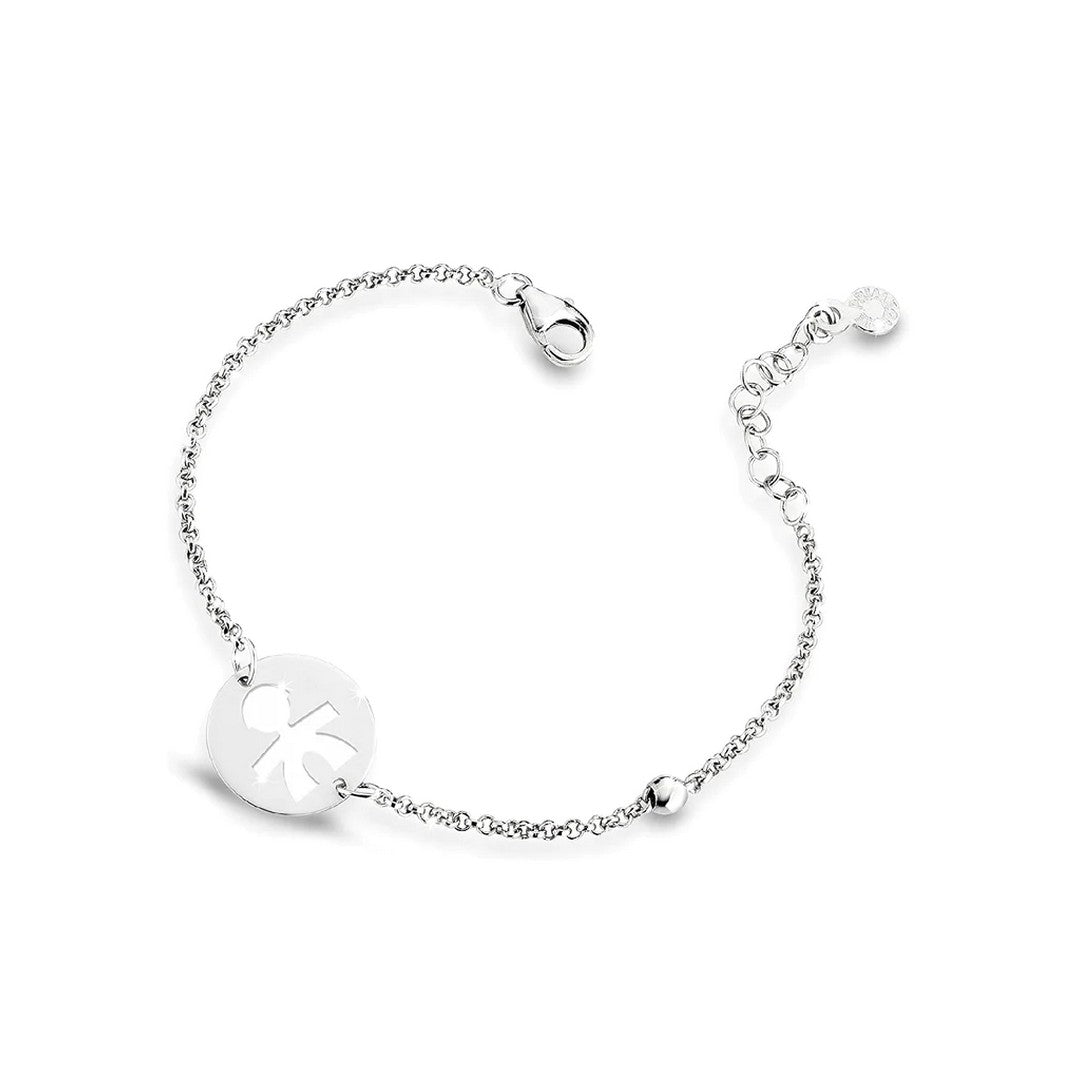 Bracciale Donna leBebè Oro Bianco con Piastra Centrale Tonda Raffigurazione Bimbo Bianco - pmg022 - Gioielleria De Patto
