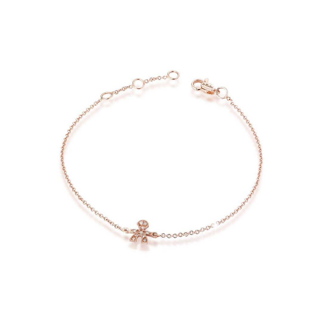 Bracciale Donna leBebè Oro Rosa con Bimbo in Pave di Diamanti - lbb327 - Gioielleria De Patto
