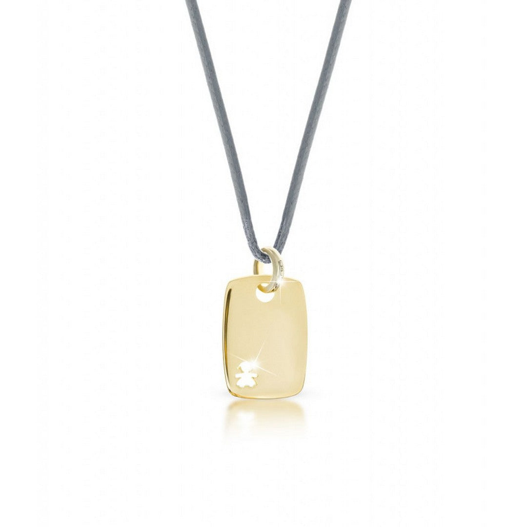 Collana Uomo leBebè con Cordoncino Nero e Piastra in Oro Giallo da Uomo Raffigurante Bimba - lbu002 - Gioielleria De Patto