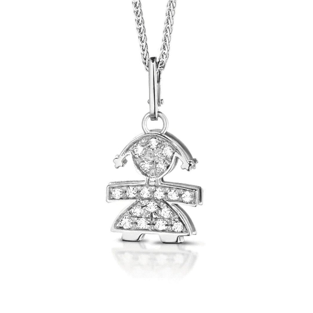 Collana Donna leBebè Bimba Oro Bianco in Pave di Diamanti - lbb012 - Gioielleria De Patto